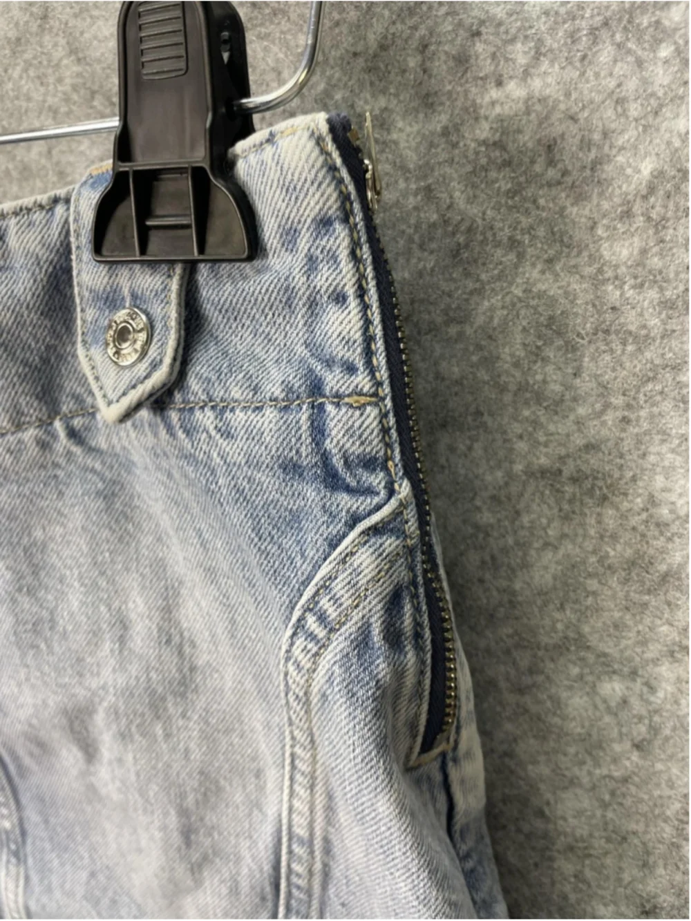 We The Free Skirt Womens 25 Blue Denim A Line Low Rise Side Zip Mini Light Wash